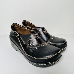 L'Artiste Spring Step Clogs Burbank Floral Leather Size 39 8 Slip on Shoes